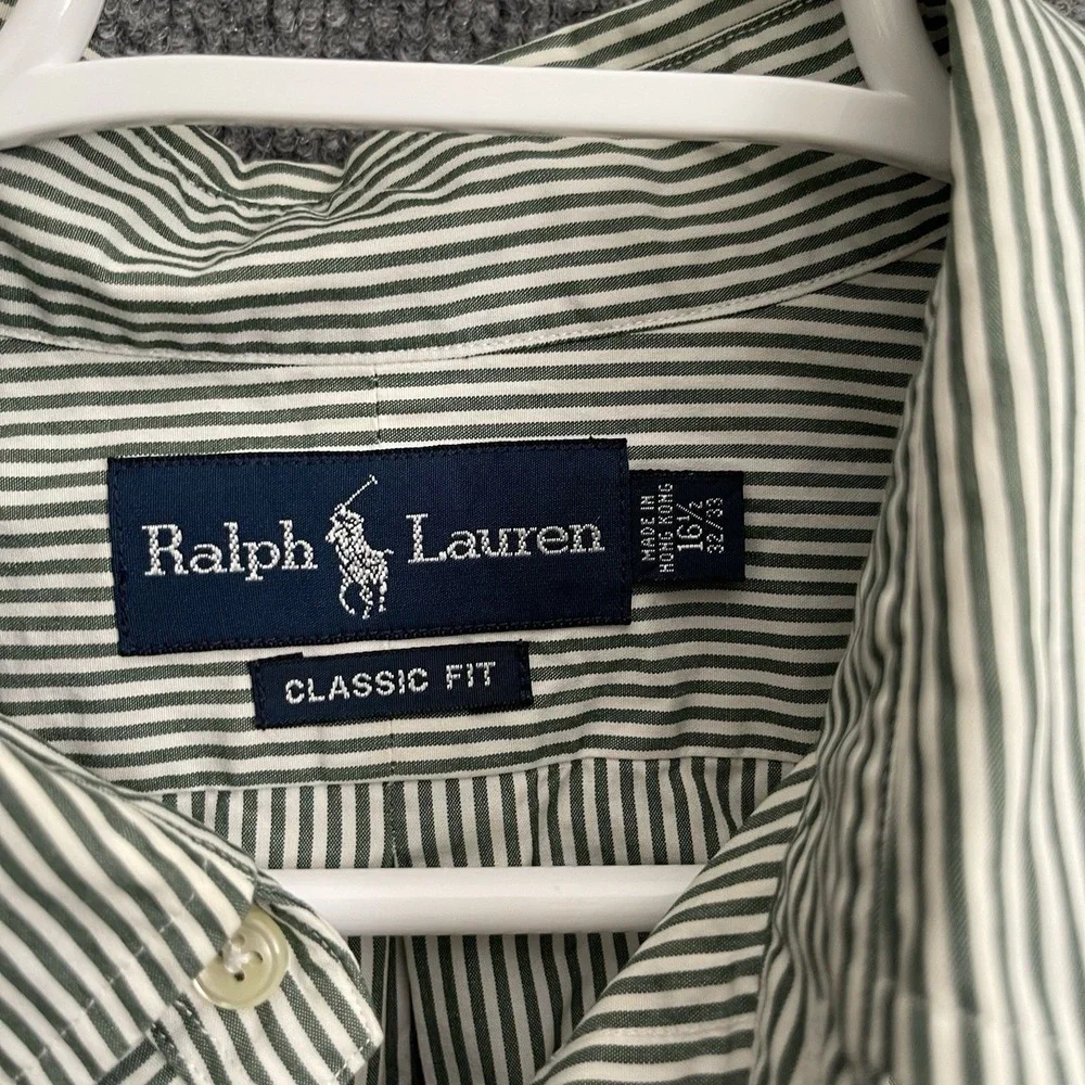 Ralph Lauren Classic Fit Dress Shirt Men's Sz 16.5  32/33 Green Long Sleeve
